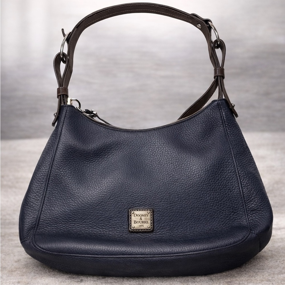 Dooney & Bourke Sloan Hobo Bag-Navy pebbled leather